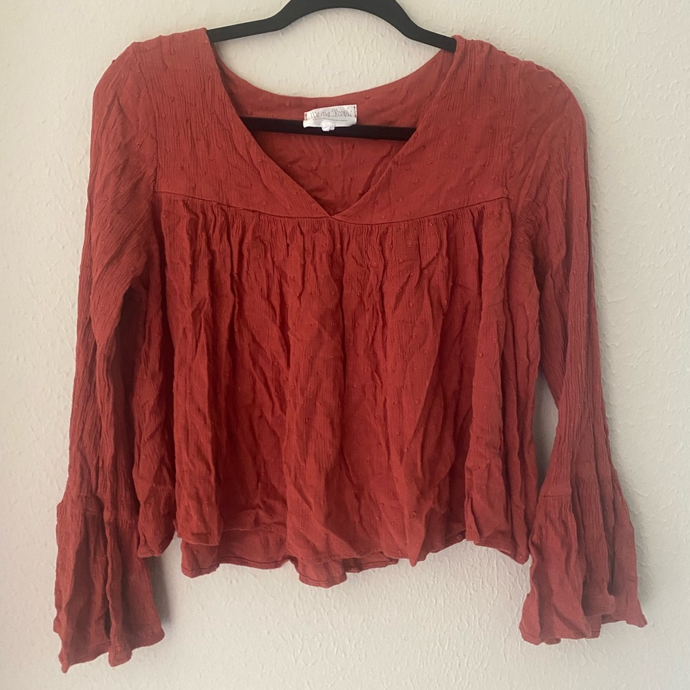 We The People Orangish Boho Top Sz M